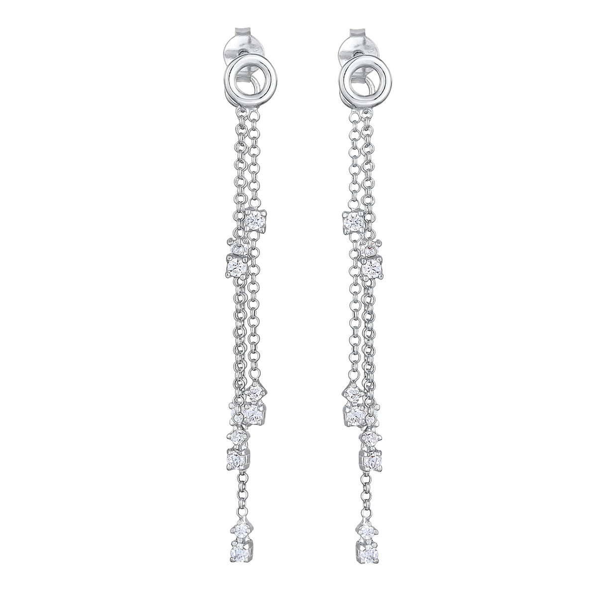 Silber - Elli | Ohrhänger Ketten | Zirkonia (weiß) | 925er Sterling Silber
