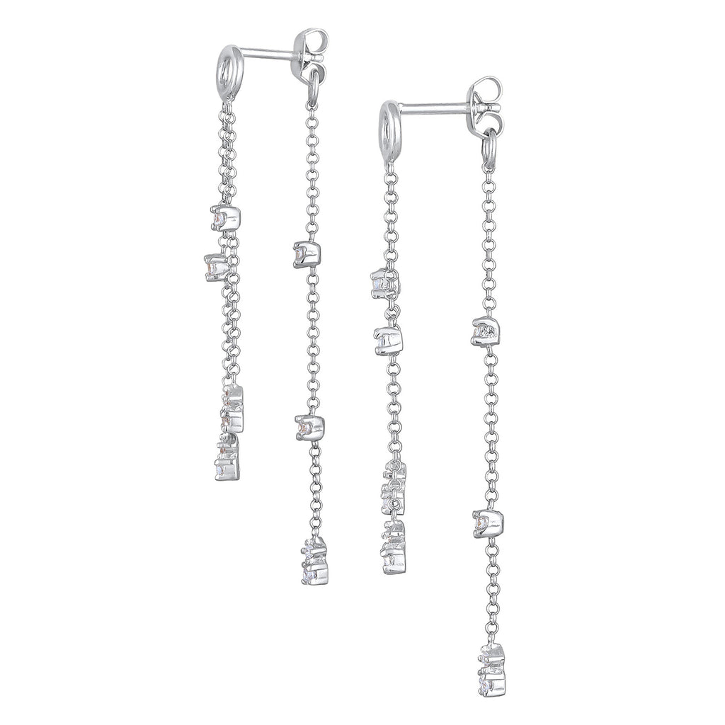 Silber - Elli | Ohrhänger Ketten | Zirkonia (weiß) | 925er Sterling Silber