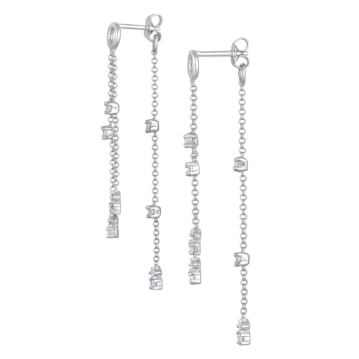 Silber - Elli | Ohrhänger Ketten | Zirkonia (weiß) | 925er Sterling Silber