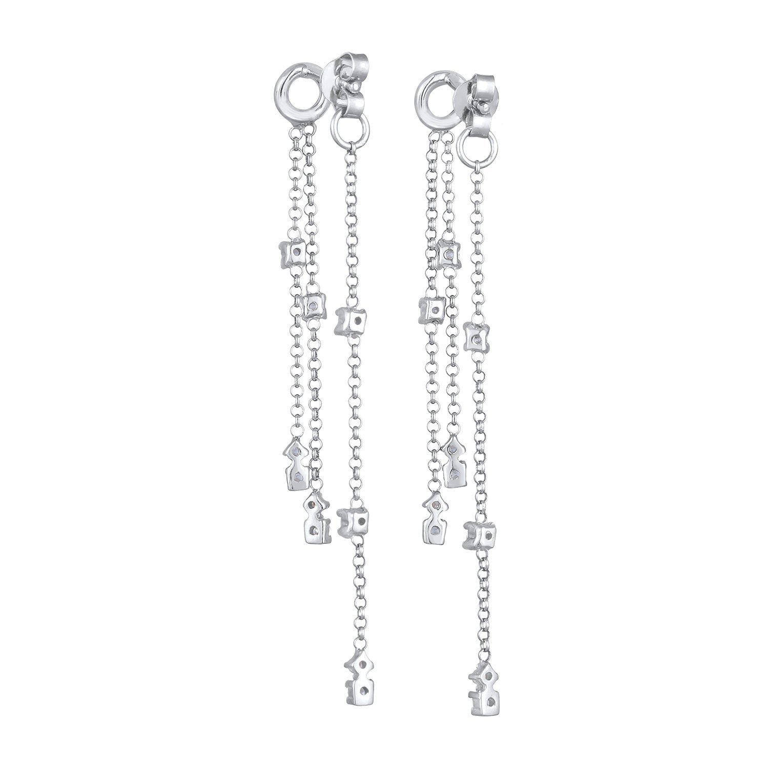 Silber - Elli | Ohrhänger Ketten | Zirkonia (weiß) | 925er Sterling Silber