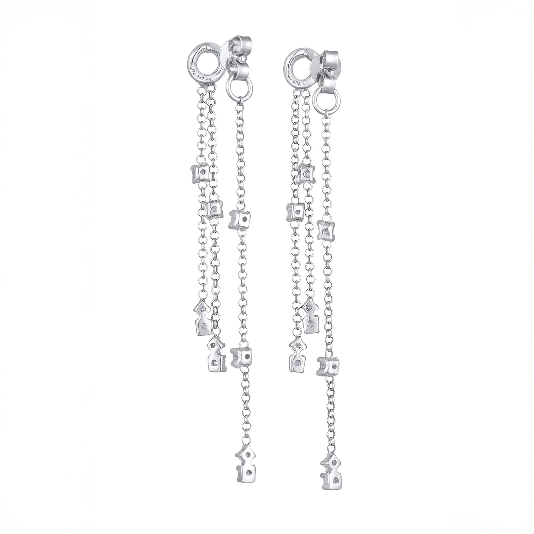 Silber - Elli | Ohrhänger Ketten | Zirkonia (weiß) | 925er Sterling Silber