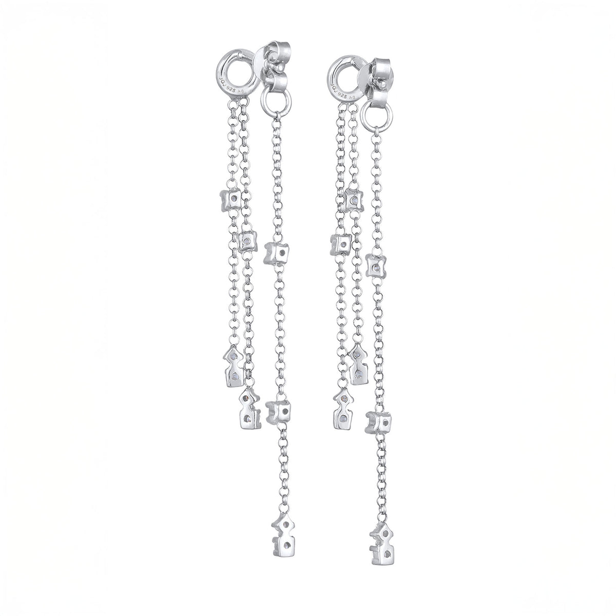 Silber - Elli | Ohrhänger Ketten | Zirkonia (weiß) | 925er Sterling Silber