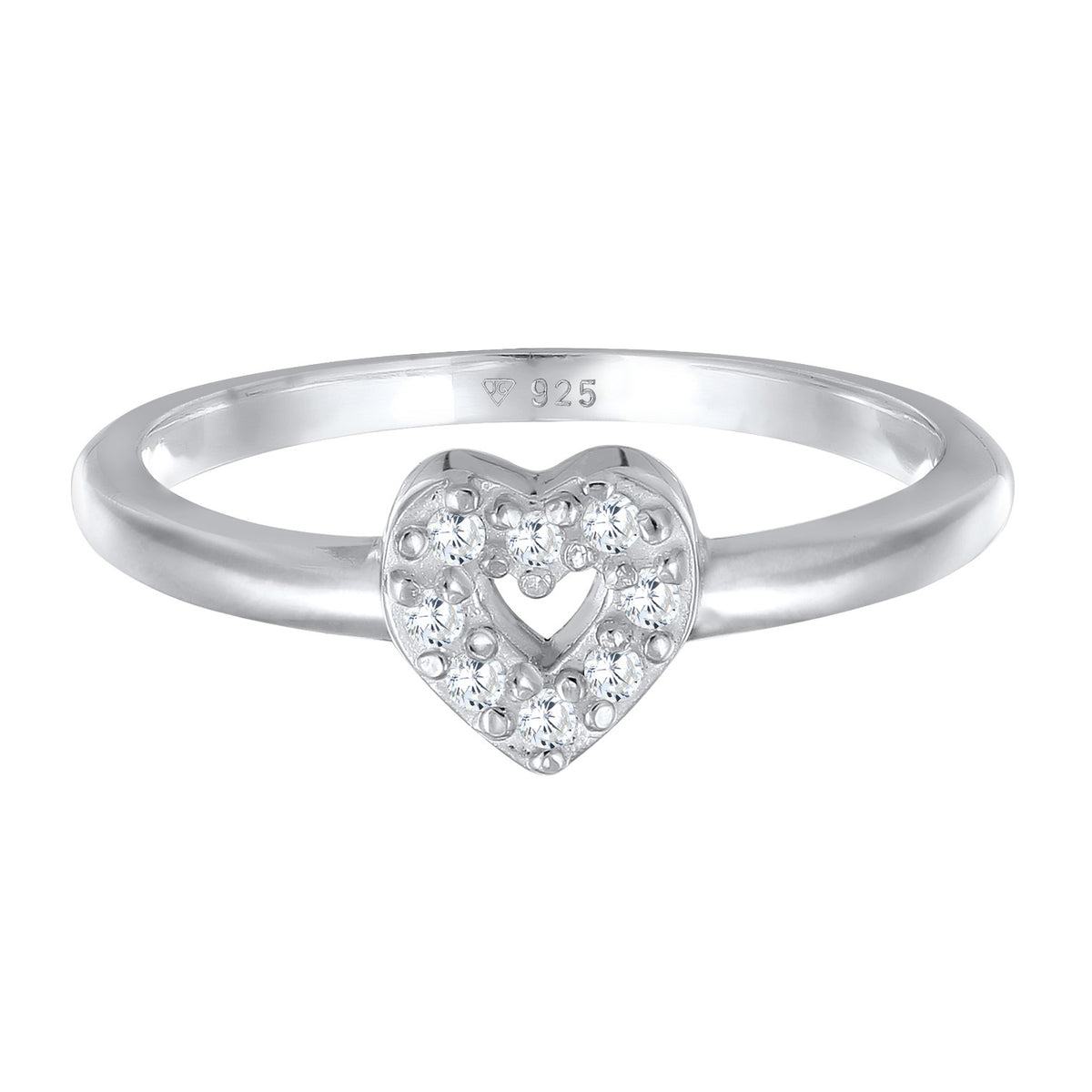 Silber - Elli | Verlobungsring Herz | Zirkonia (Weiß) | 925er Sterling Silber