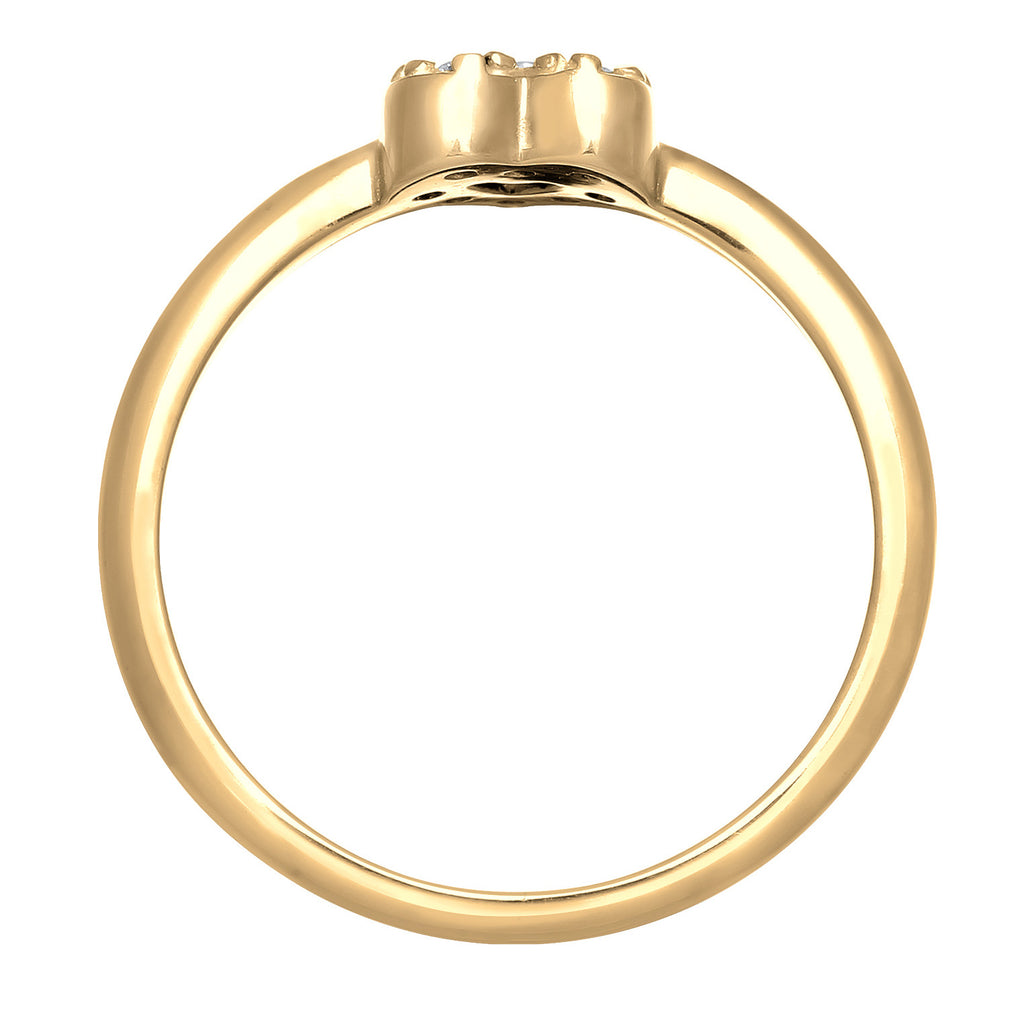 Gold - Elli | Verlobungsring Herz | Zirkonia (Weiß) | 925er Sterling Silber Vergoldet