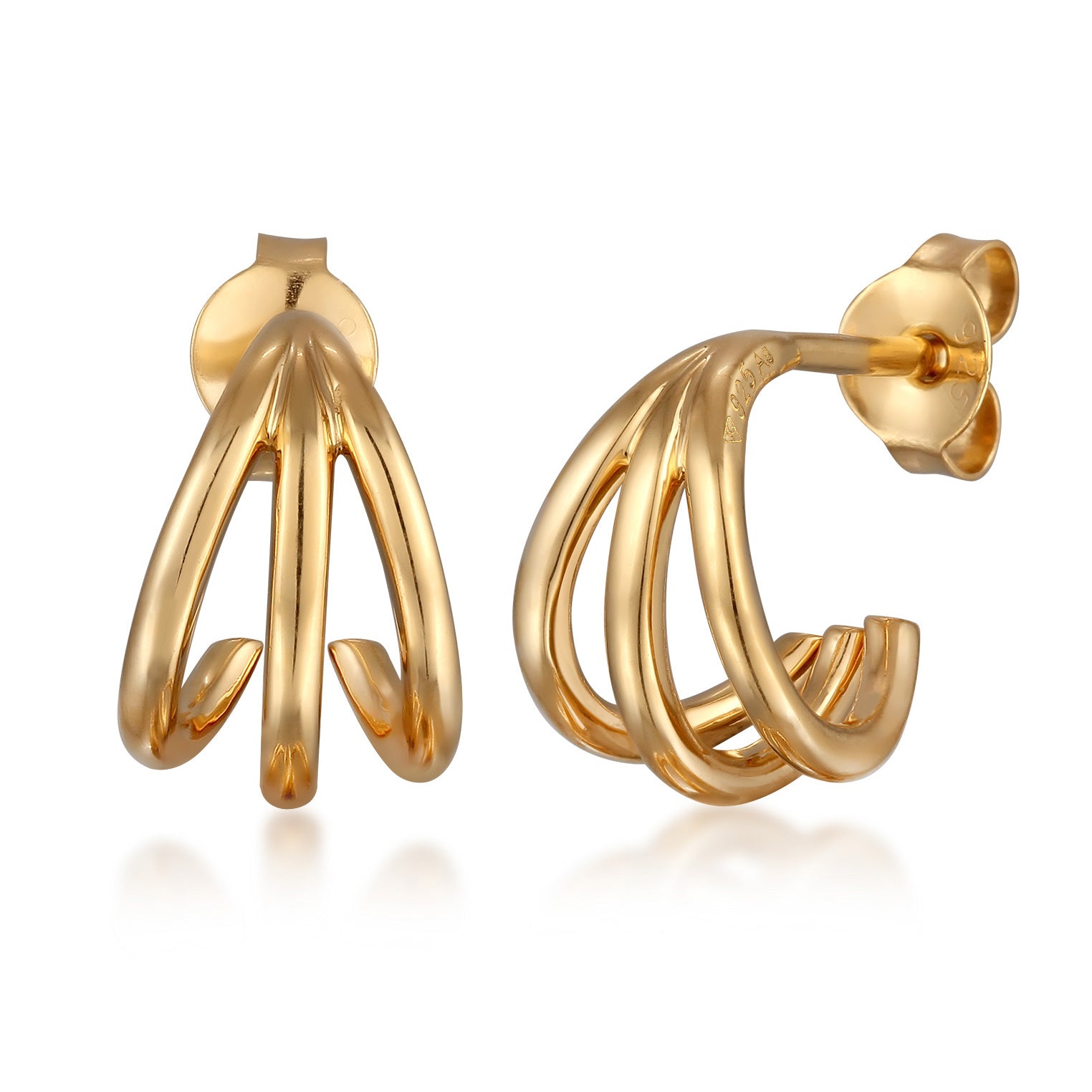 Gold - Elli | Creolen Stecker Offen | 925er Sterling Silber Vergoldet