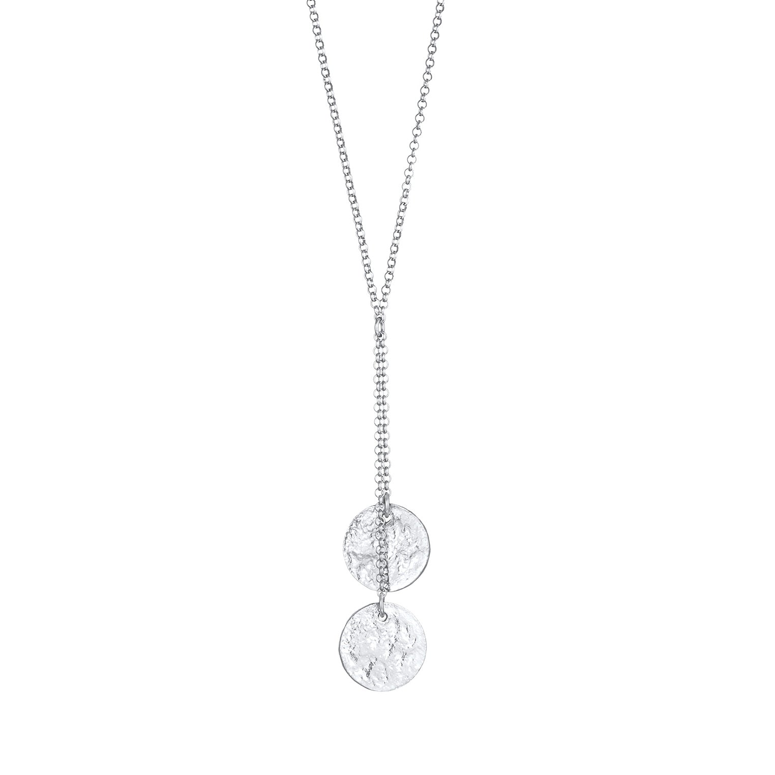 Silber - Elli | Y-Halskette Plättchen | 925er Sterling Silber