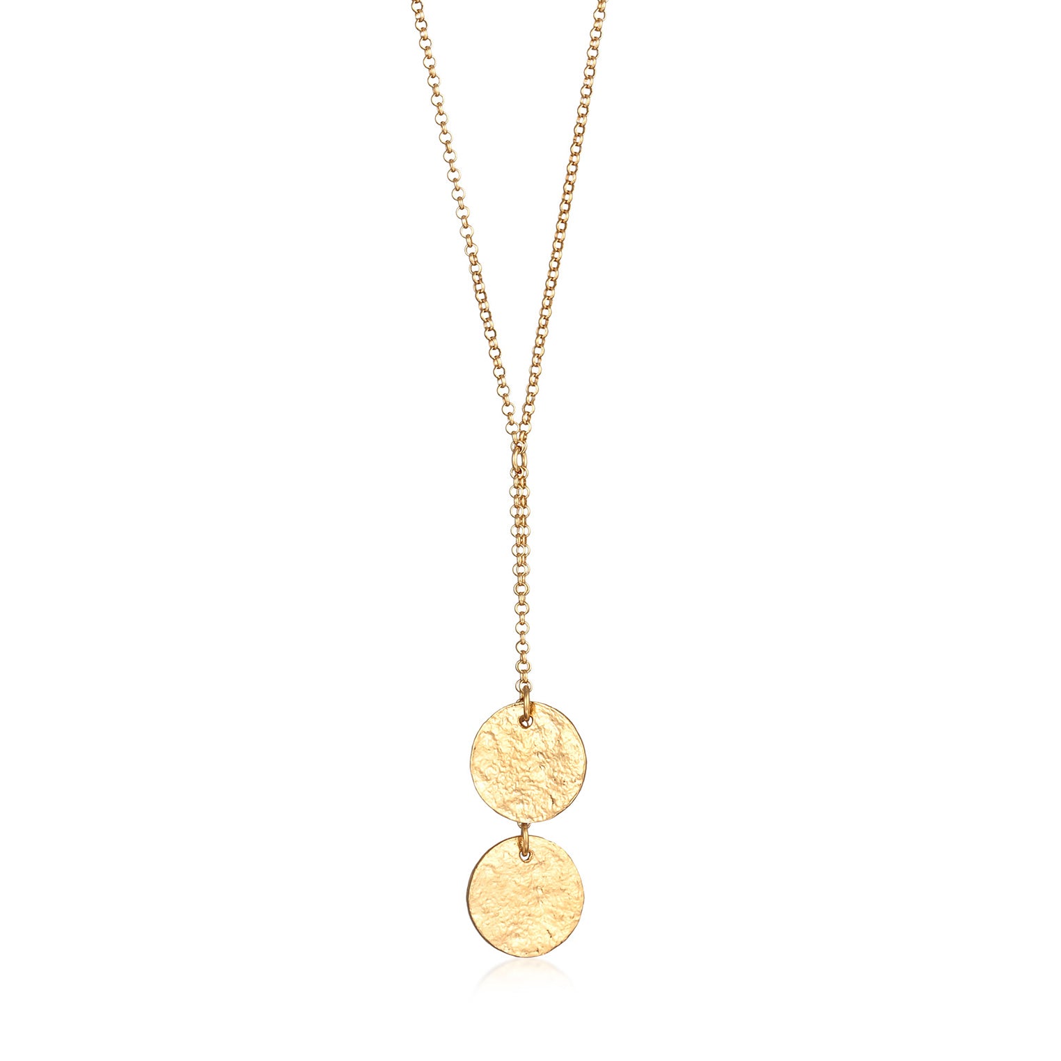Gold - Elli | Y-Halskette Plättchen | 925er Sterling Silber Vergoldet