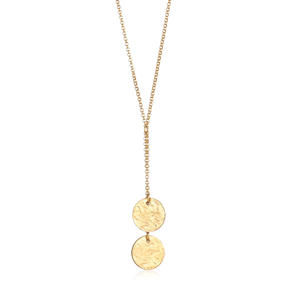 Gold - Elli | Y-Halskette Plättchen | 925er Sterling Silber Vergoldet