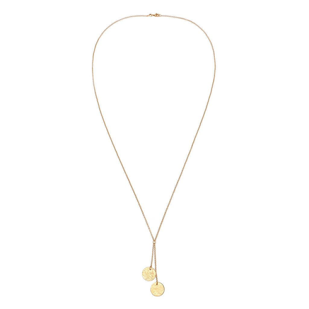 Gold - Elli | Y-Halskette Plättchen | 925er Sterling Silber Vergoldet