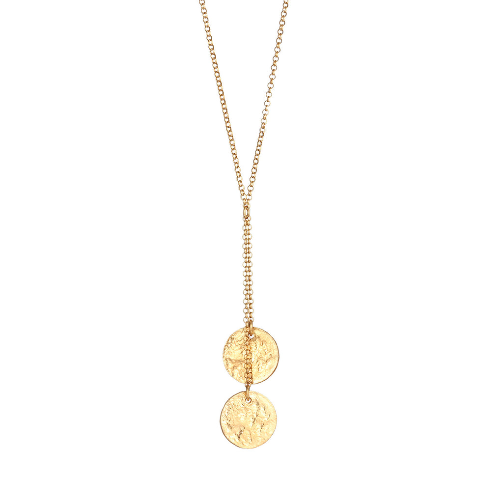 Gold - Elli | Y-Halskette Plättchen | 925er Sterling Silber Vergoldet