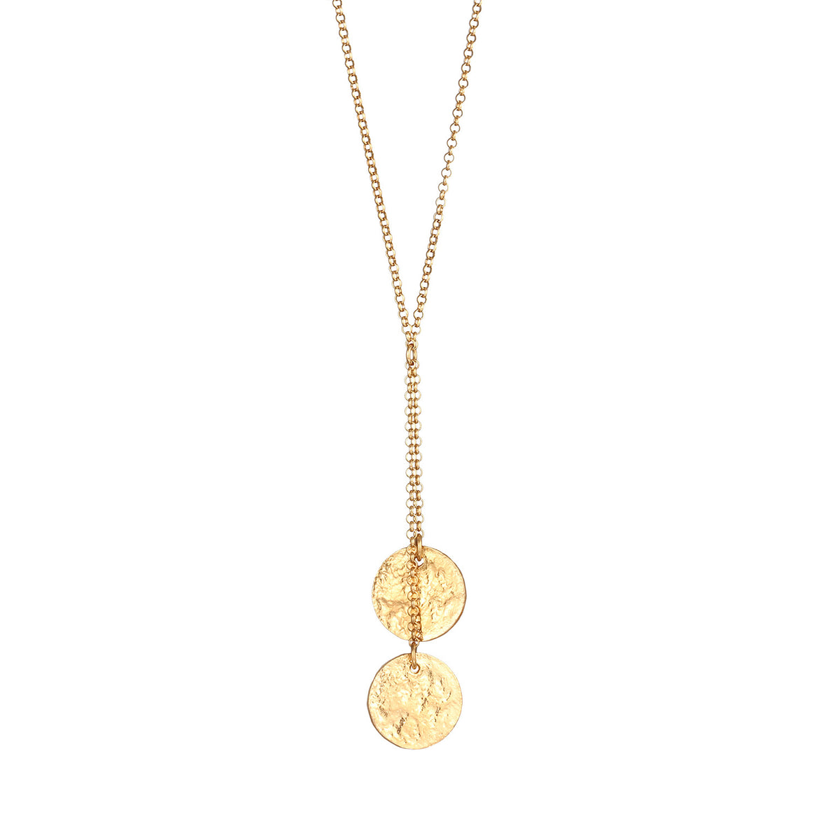 Gold - Elli | Y-Halskette Plättchen | 925er Sterling Silber Vergoldet