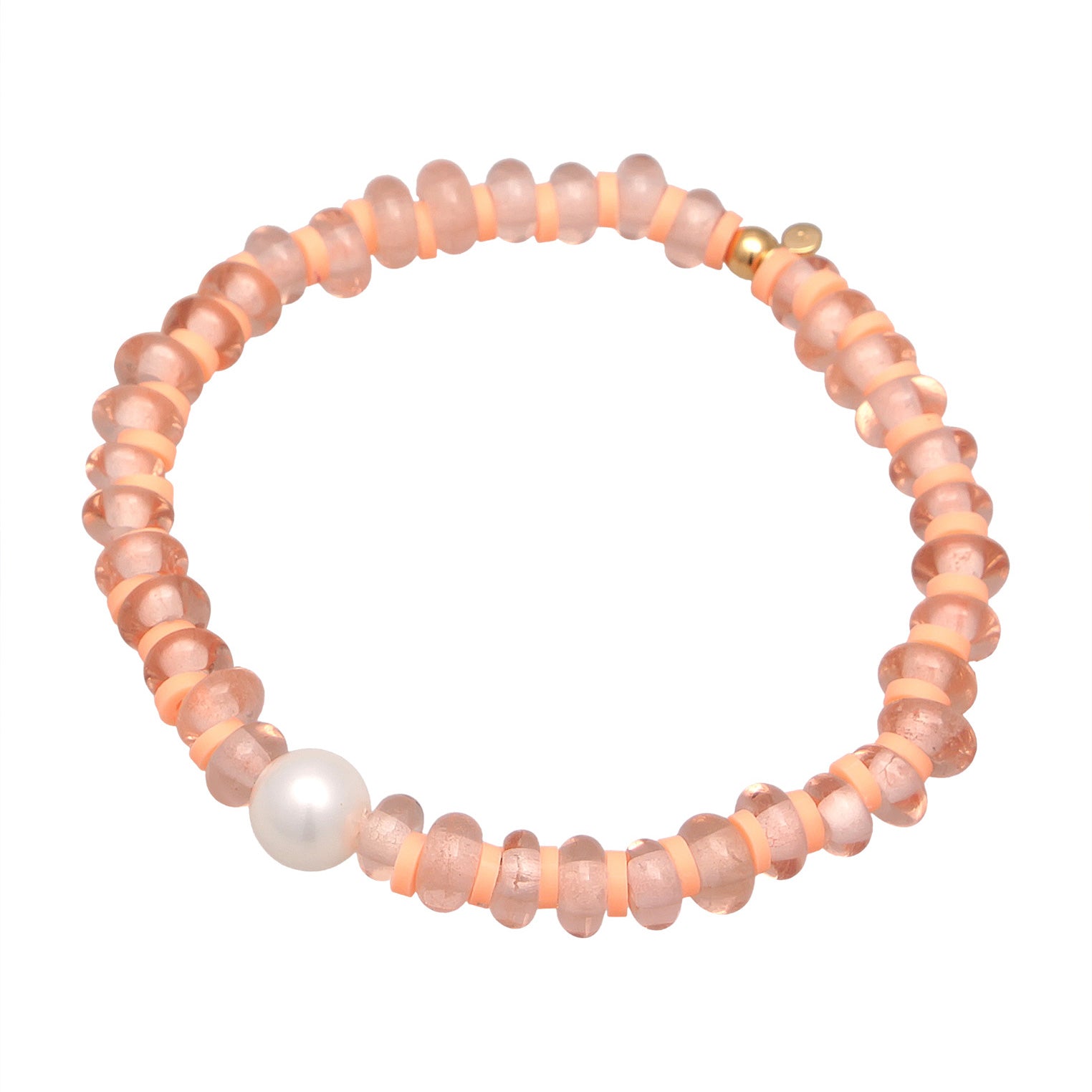 Orange - Elli | Armband Beads | Heishi, Muschelkernperlen | 925er Sterling Silber Vergoldet
