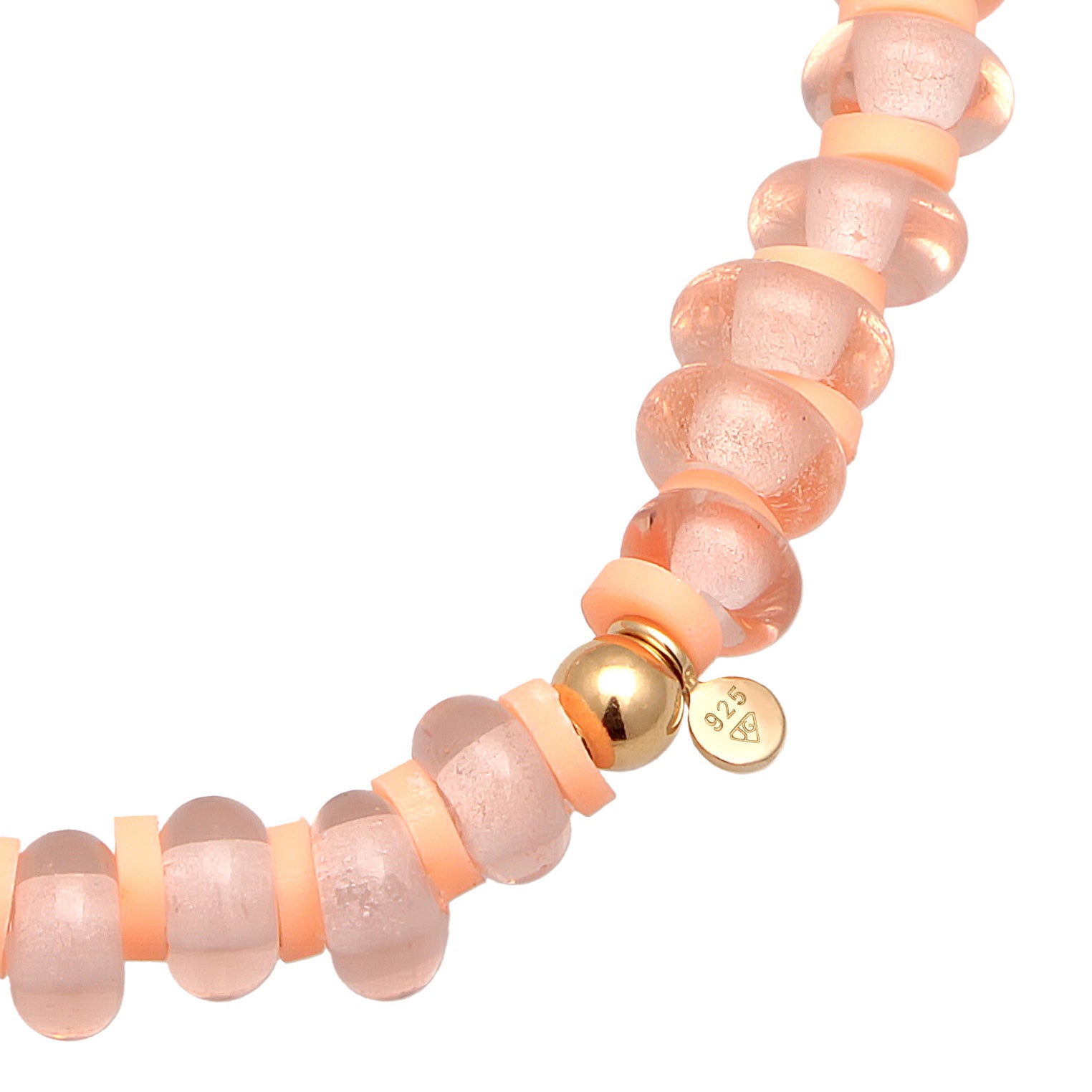 Orange - Elli | Armband Beads | Heishi, Muschelkernperlen | 925er Sterling Silber Vergoldet