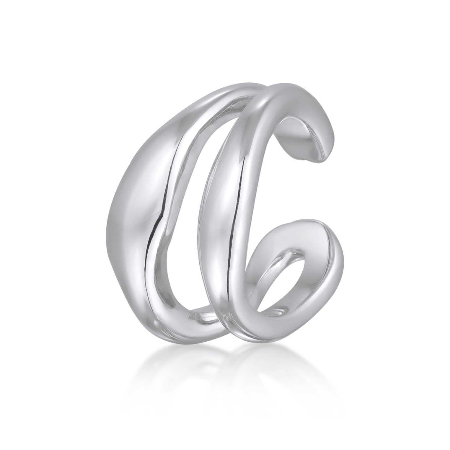 Silber - Elli PREMIUM | Earcuff Single Ohrklemme Organic Design 925 Silber