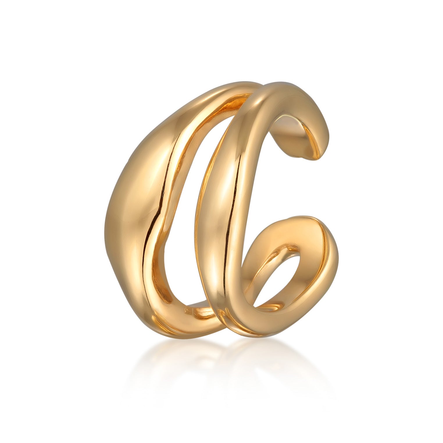 Gold - Elli PREMIUM | Earcuff Single Ohrklemme Organic Design 925 Silber