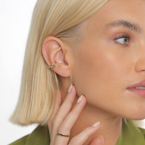 Gold - Elli PREMIUM | Single Earcuff Organic |925er Sterling Silber vergoldet