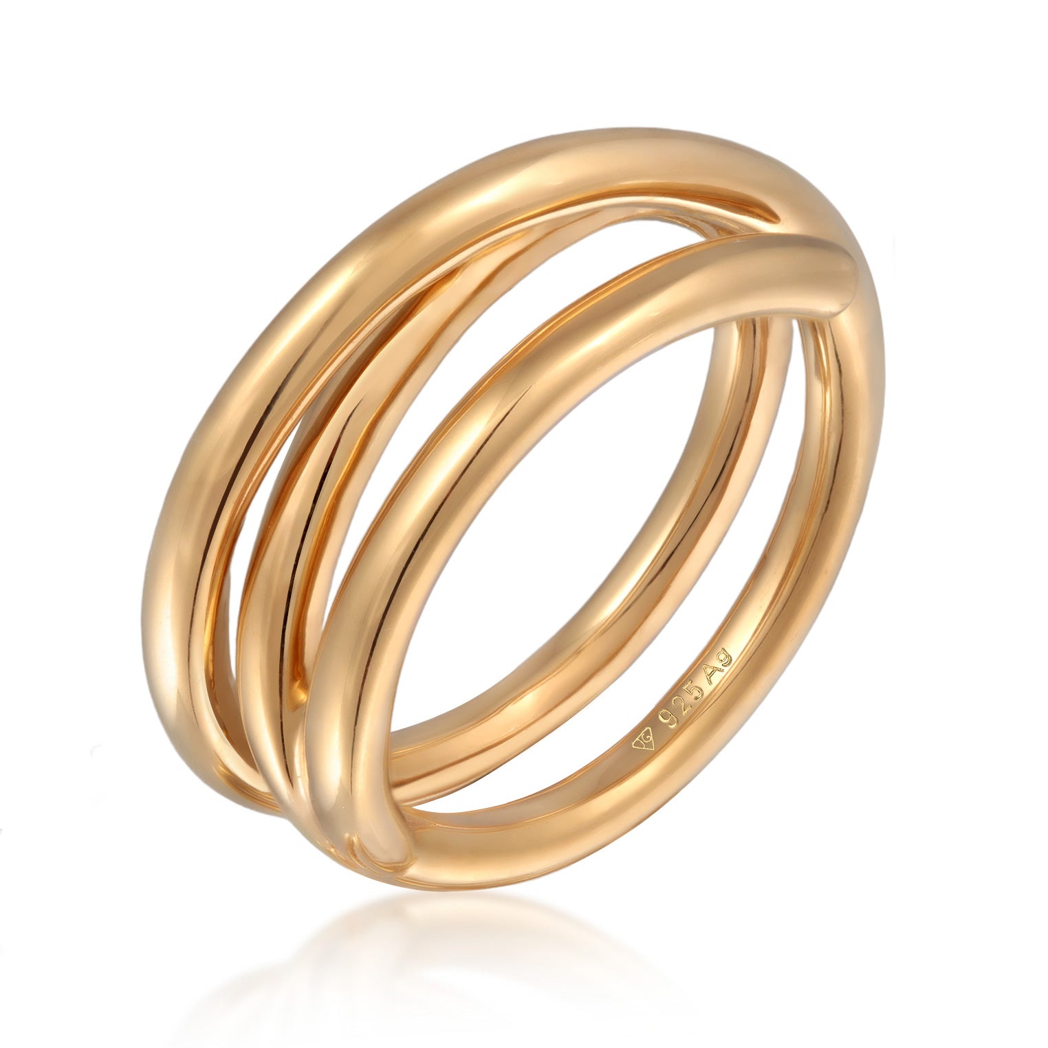 Gold - Elli PREMIUM | Spiral Design Modischer Chunky Look 925 Silber vergoldet