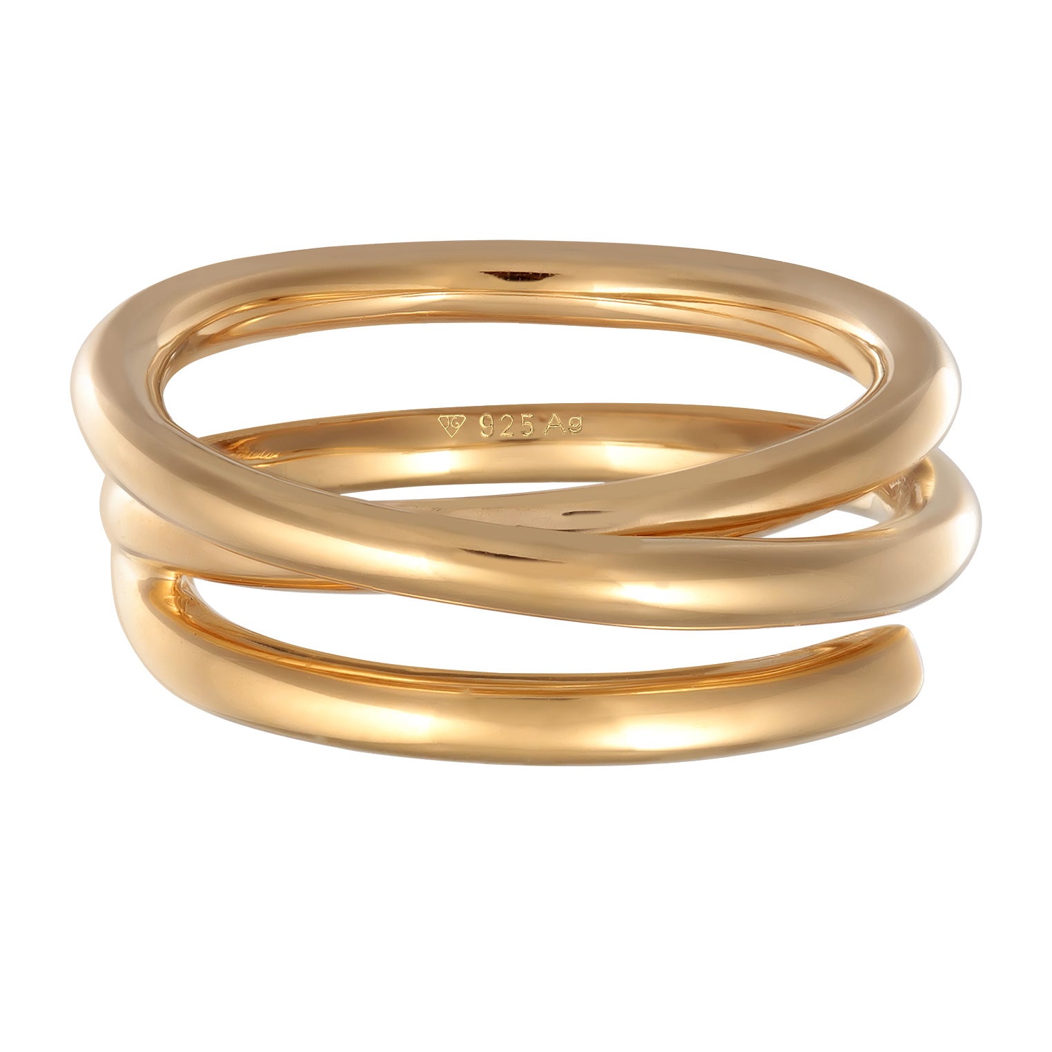 Gold - Elli PREMIUM | Spiral Design Modischer Chunky Look 925 Silber vergoldet