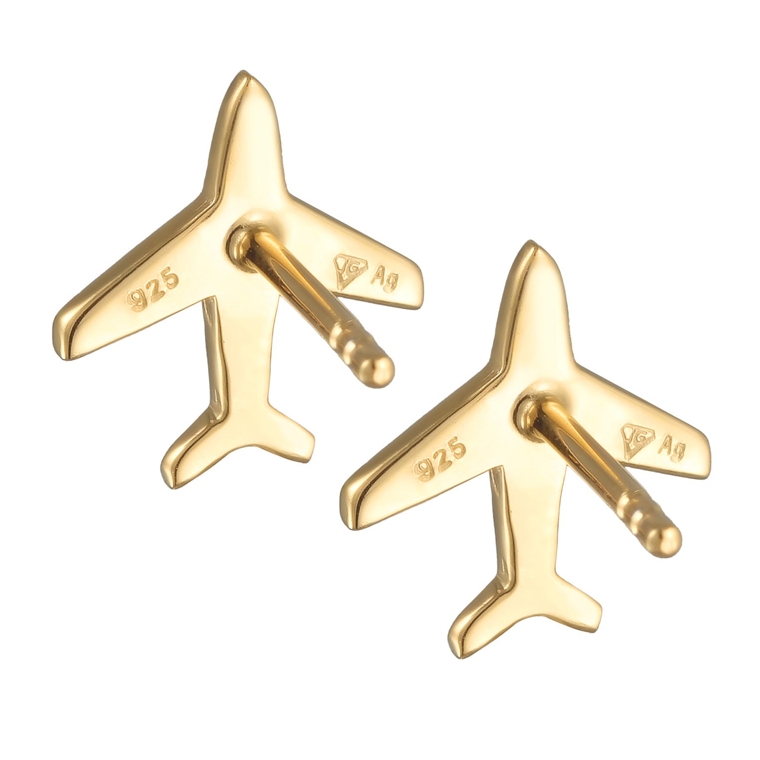 Gold - Elli | Ohrstecker Flugzeug | 925er Sterling Silber vergoldet