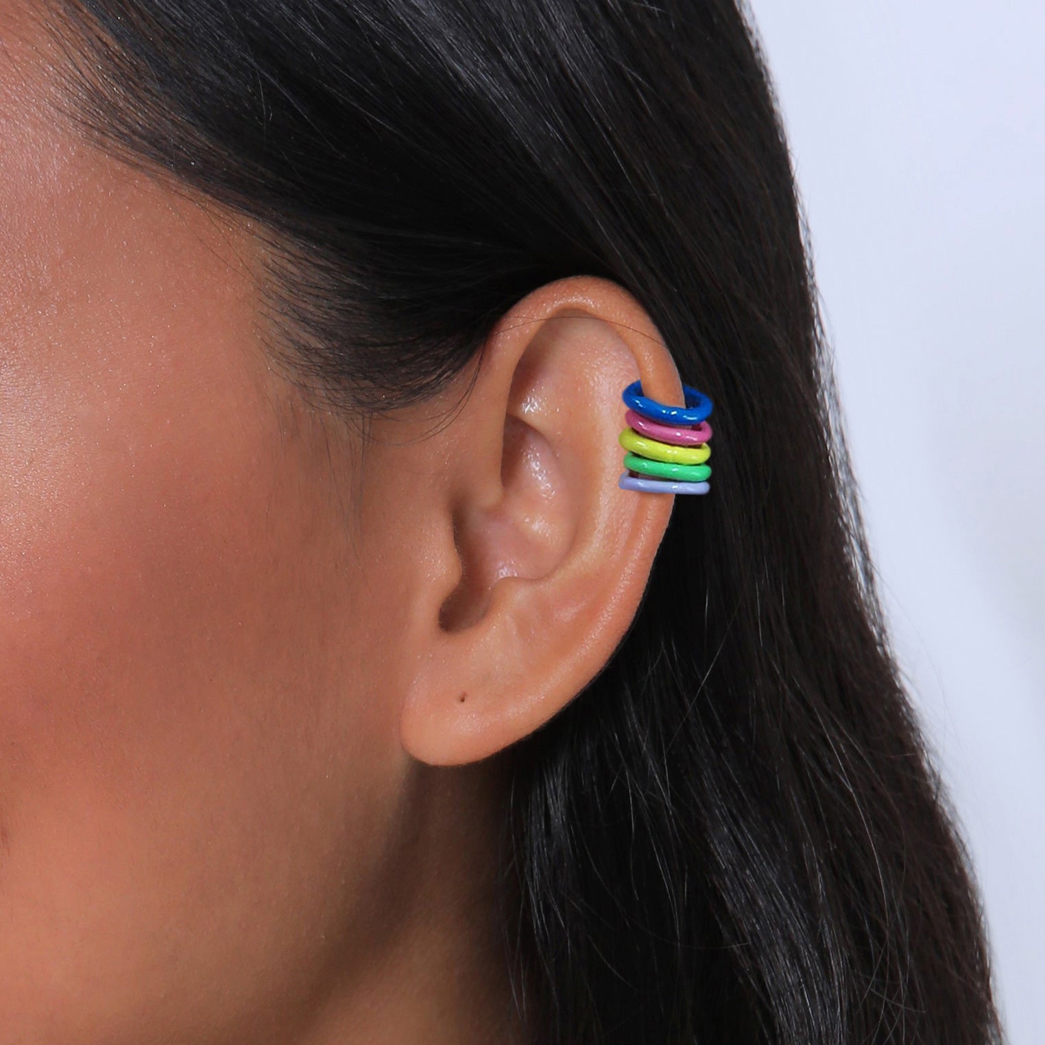 Bunt - Elli | Earcuff 5er Set | Emaille (bunt) | 925er Silber vergoldet