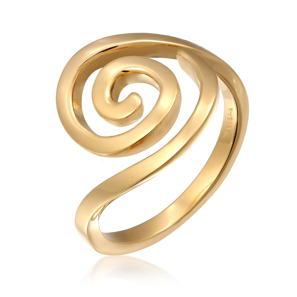 Gold engravable - Elli | Ring Spirale | 925er Sterling Silber Vergoldet