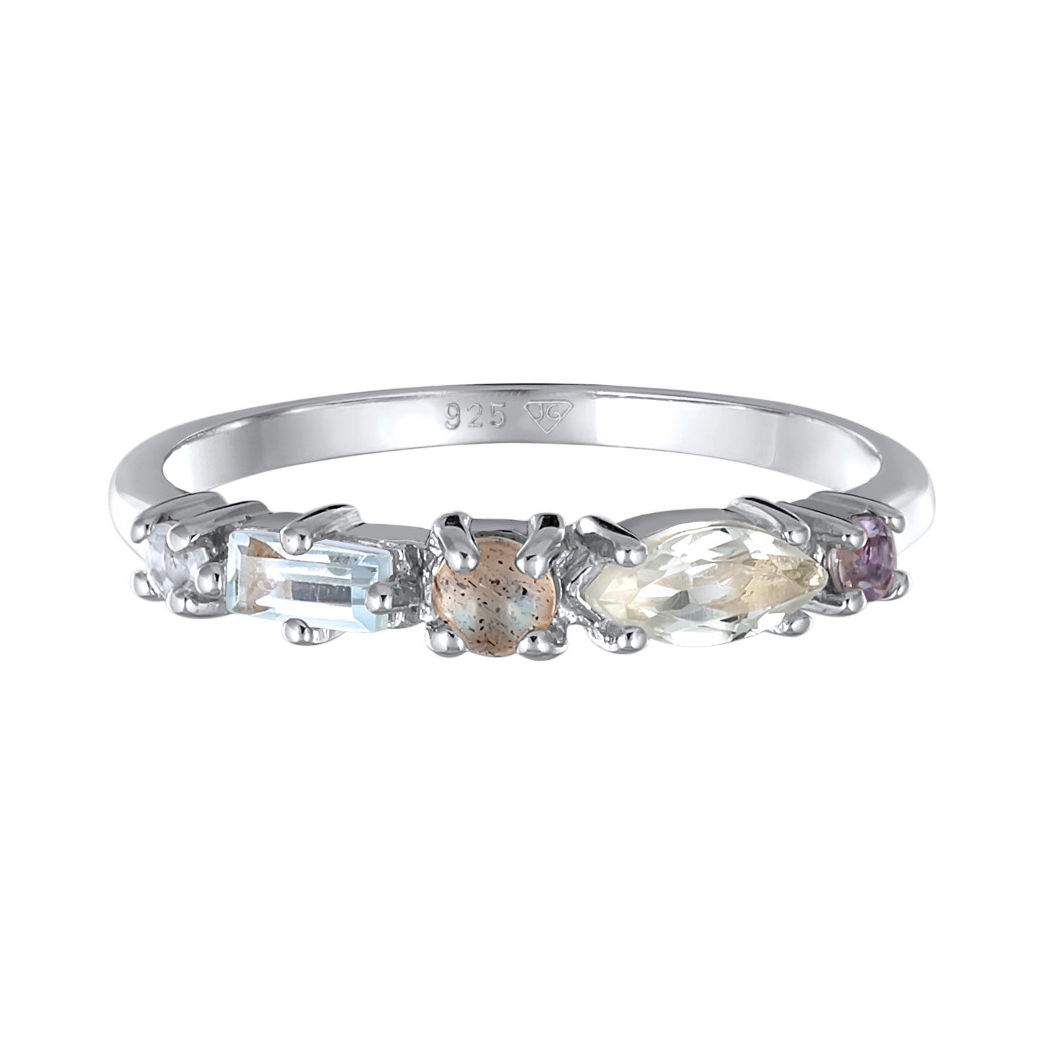 Silber - Elli PREMIUM | Memoire Ring | Amethyst (Hellgrün), Topas (Hellblau), Tansanit (Lila) | 925er Sterling Silber