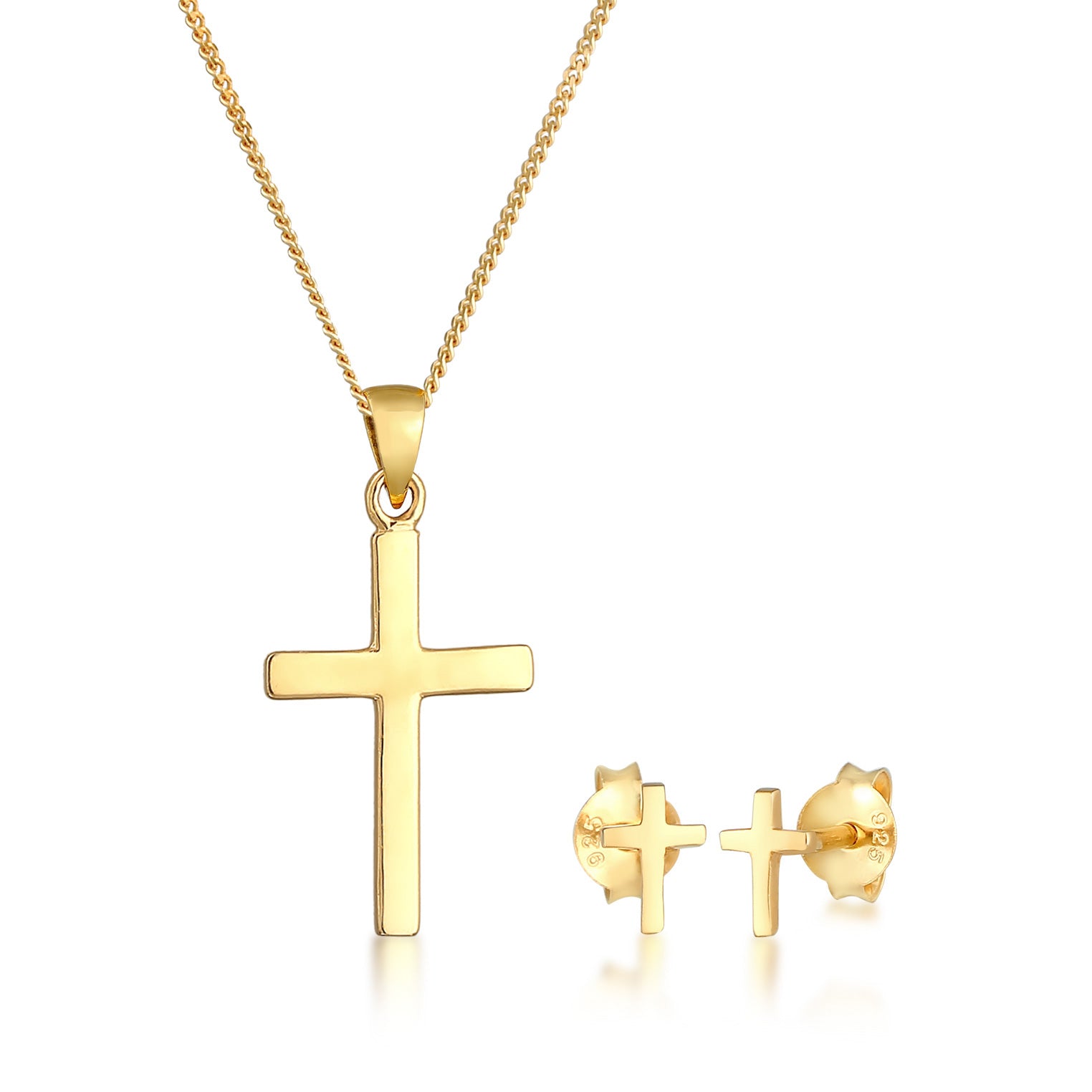 Gold - Elli | Schmuckset Kreuz | 925er Sterling Silber Vergoldet