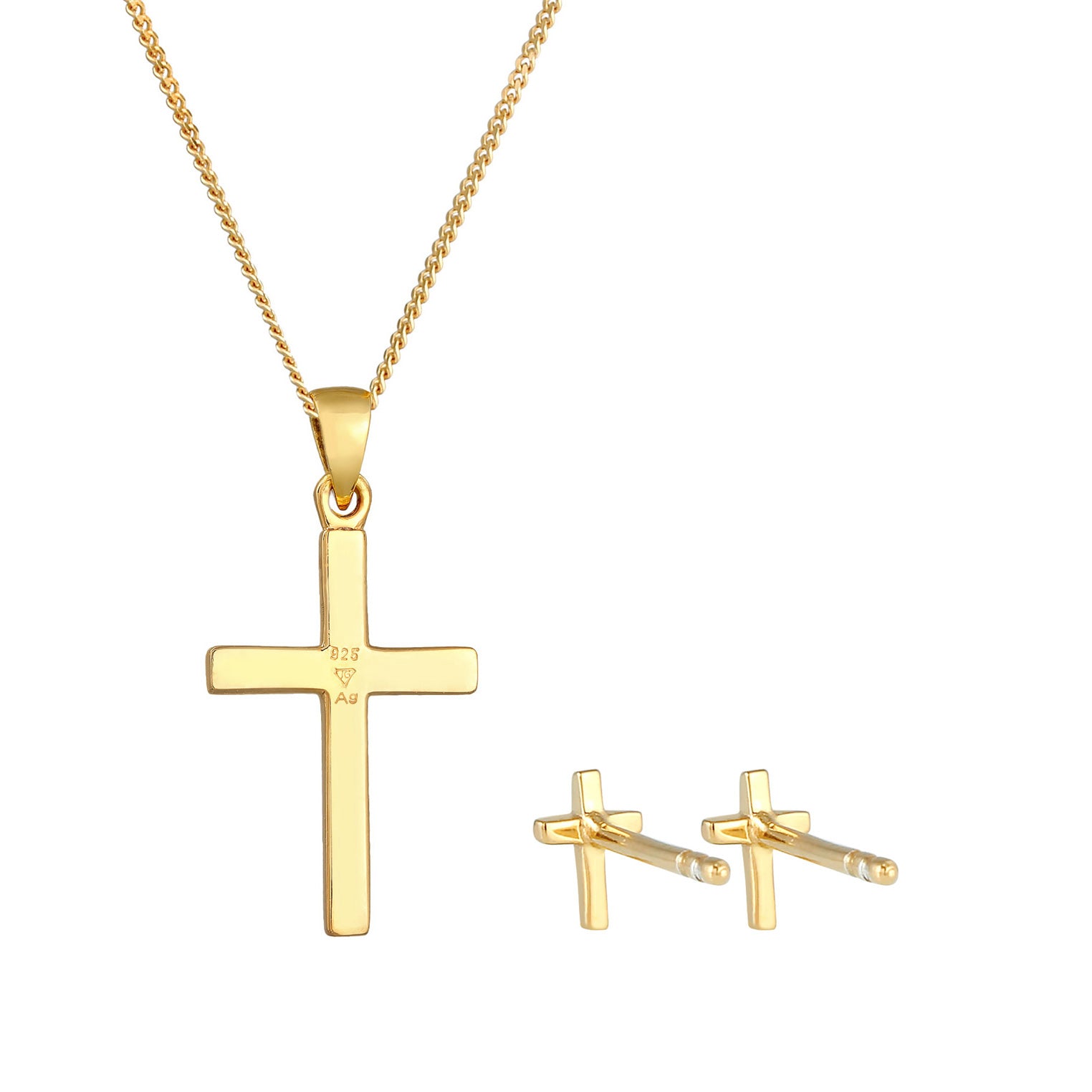 Gold - Elli | Schmuckset Kreuz | 925er Sterling Silber Vergoldet