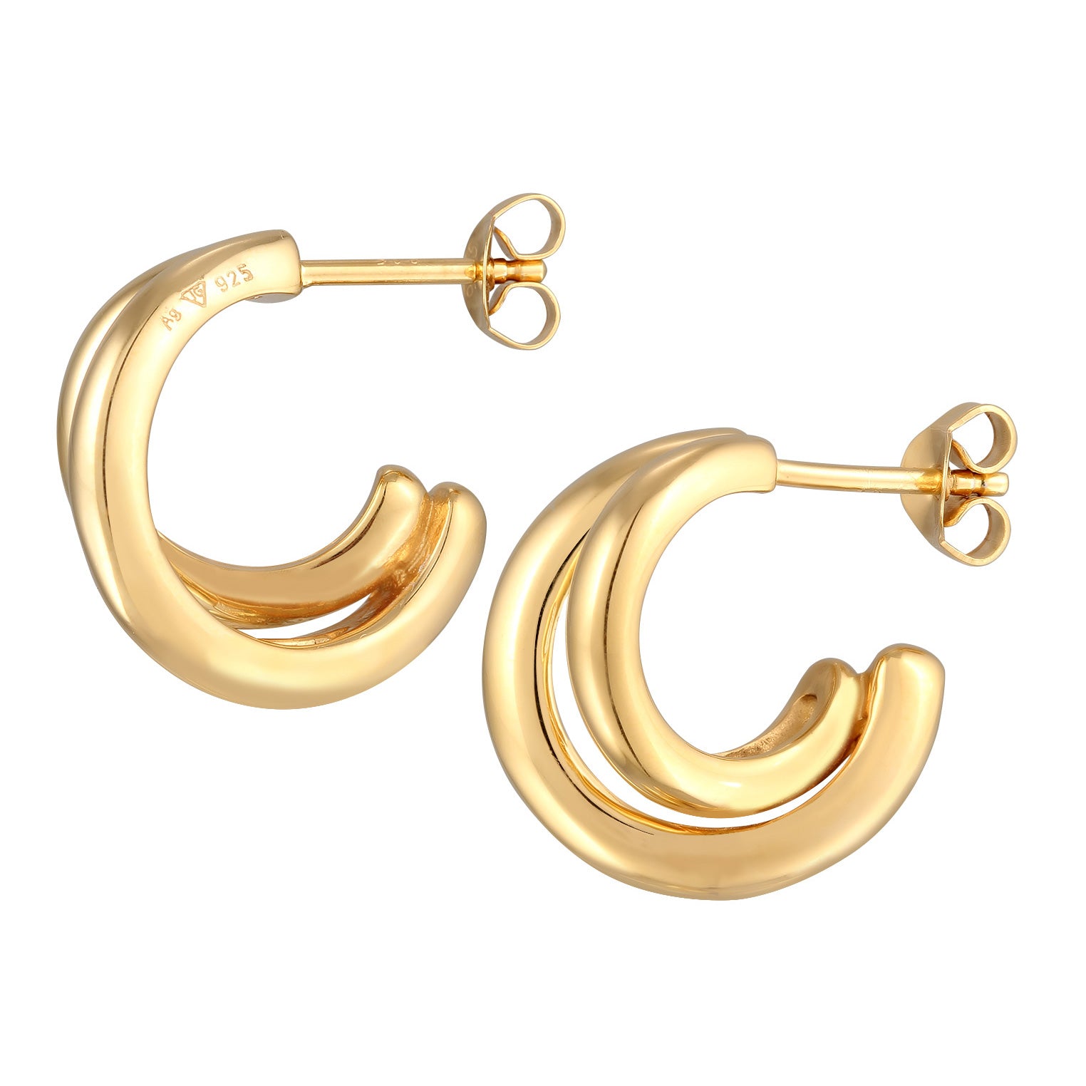 Gold - Elli PREMIUM | Ohrstecker Spirale | 925er Sterling Silber vergoldet