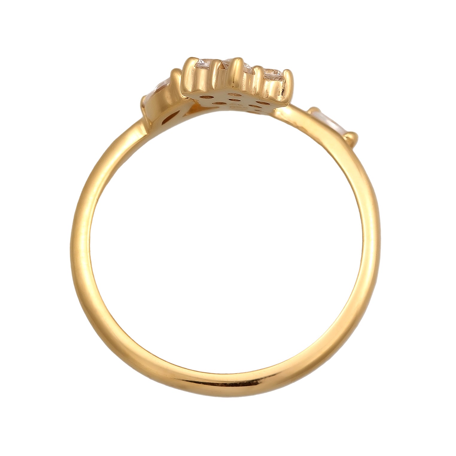 Gold - Elli | Statement Ring Blume | Zirkonia (Weiß) | 925er Sterling Silber vergoldet