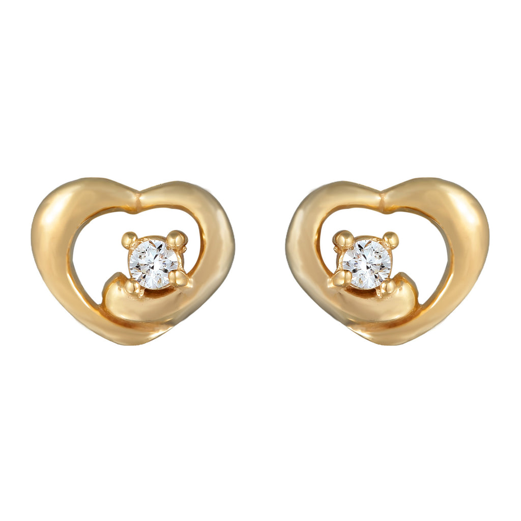Gold - Elli DIAMONDS | Ohrstecker Herz | Diamant (Weiß, 0.012 ct) | 585 Gelbgold