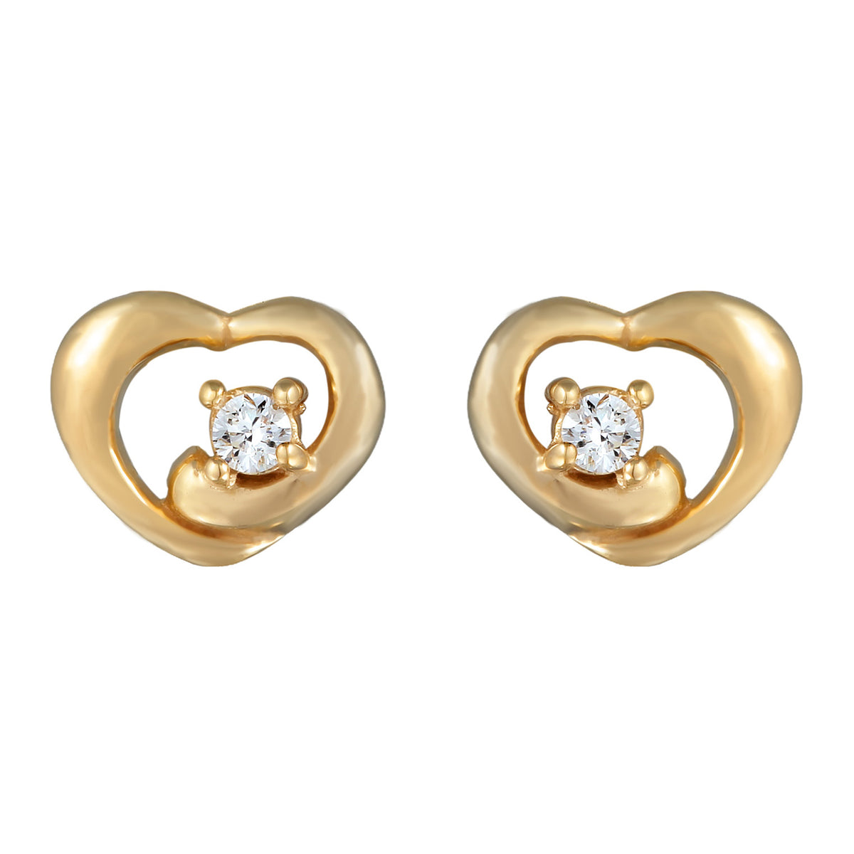 Gold - Elli DIAMONDS | Ohrstecker Herz | Diamant (Weiß, 0.012 ct) | 585 Gelbgold