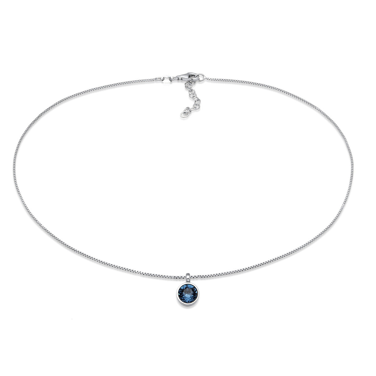 Blau - Elli | Choker Kreis Anhänger | Kristall (Blau) | 925er Sterling Silber