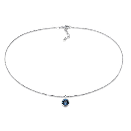 Blau - Elli | Choker Kreis Anhänger | Kristall (Blau) | 925er Sterling Silber