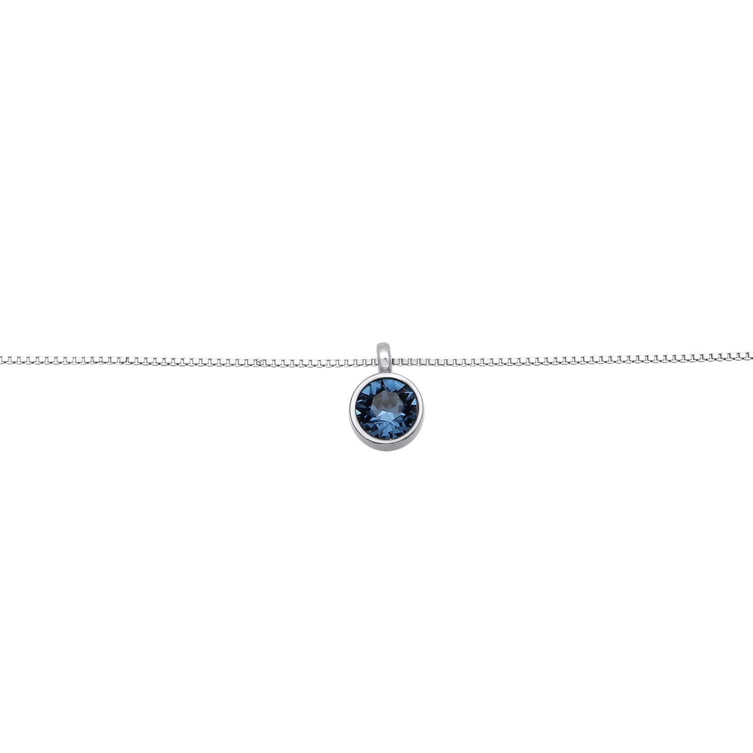 Blau - Elli | Choker Kreis Anhänger | Kristall (Blau) | 925er Sterling Silber