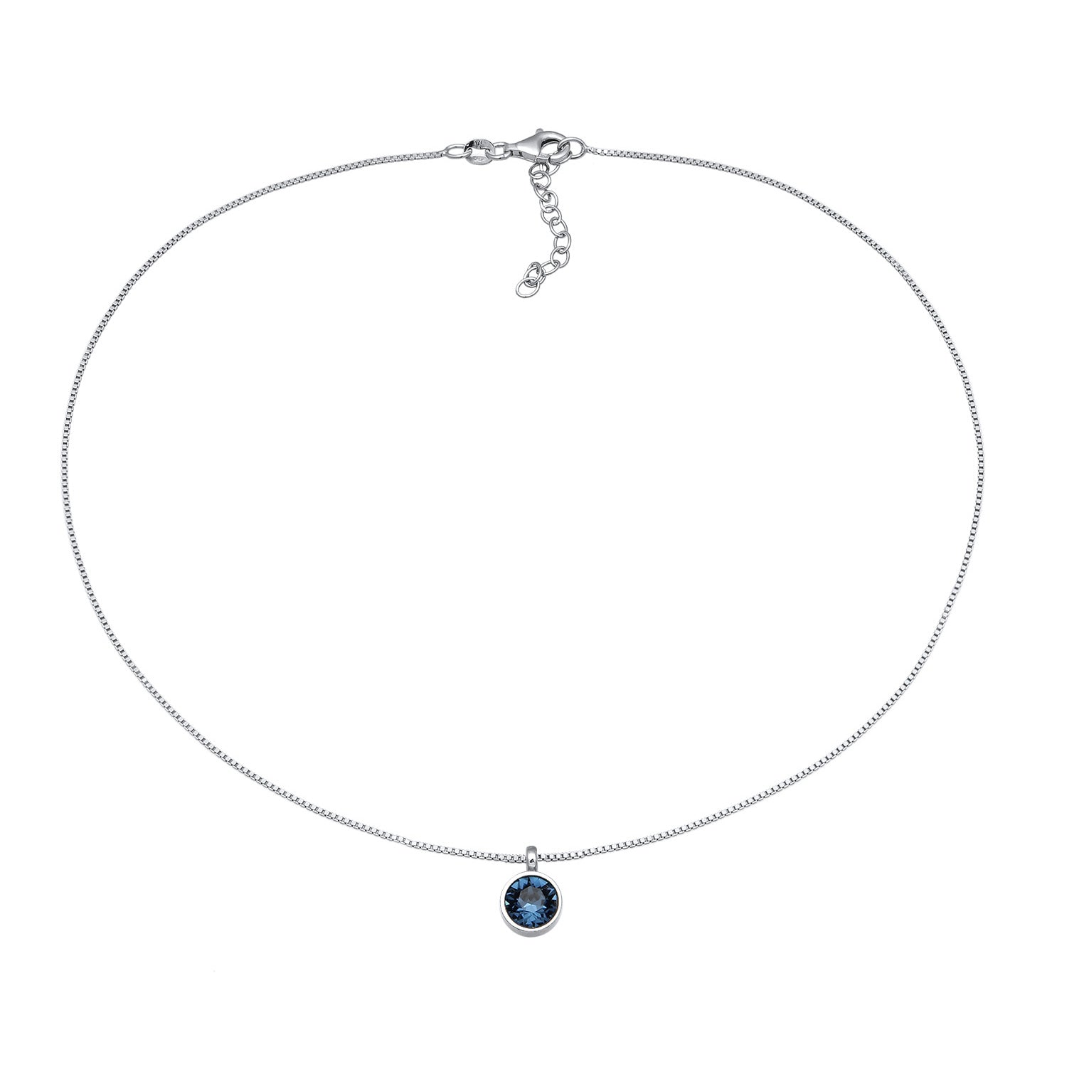 Blau - Elli | Choker Kreis Anhänger | Kristall (Blau) | 925er Sterling Silber