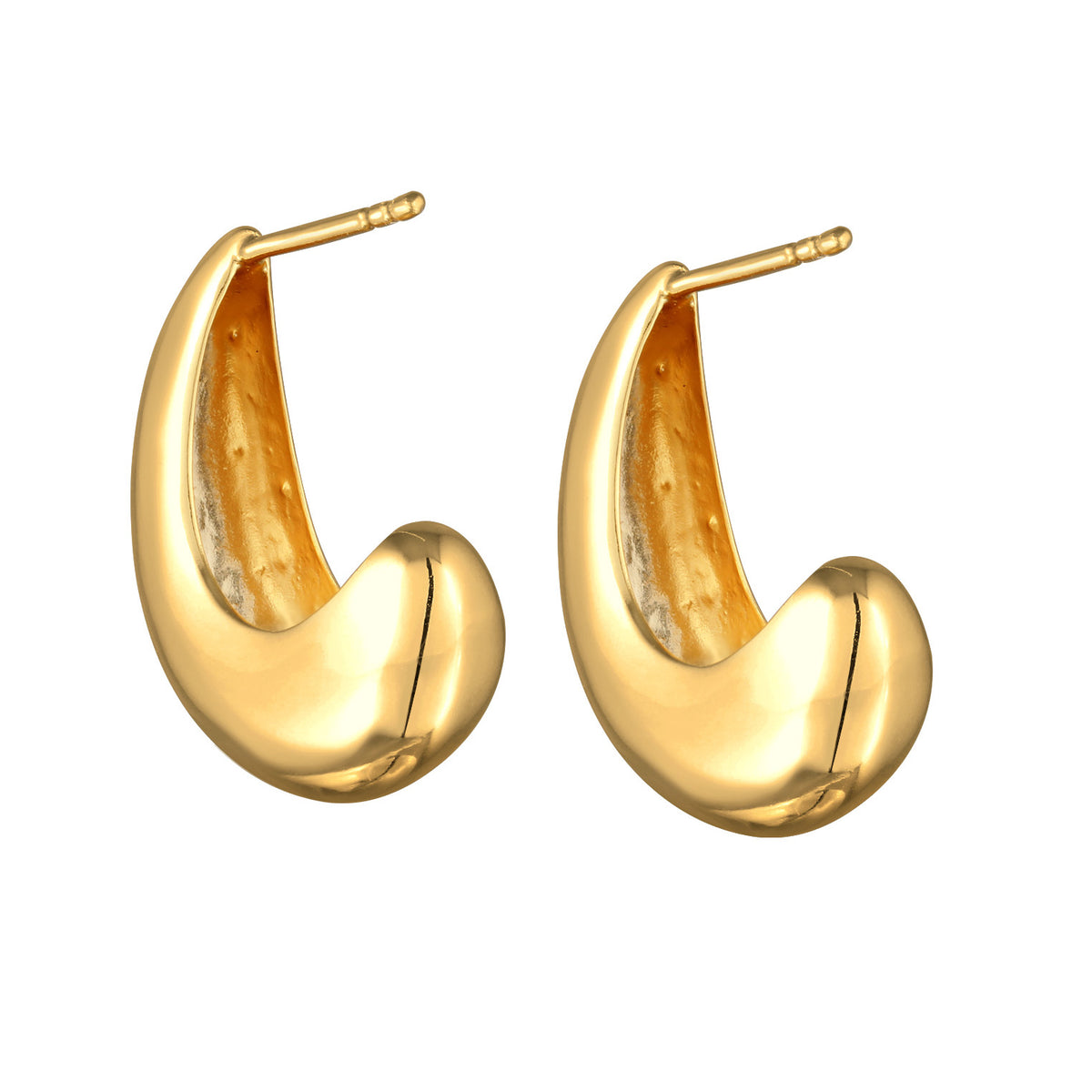 Gold - Elli | Ohrstecker | Halbcreole | 925 Silber vergoldet