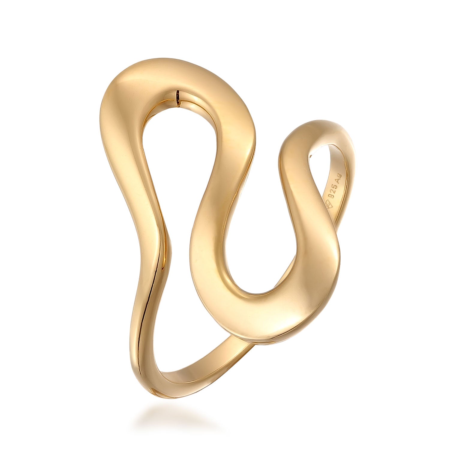 Gold - Elli | Ring Welle Organic | 925er Sterling Silber Vergoldet