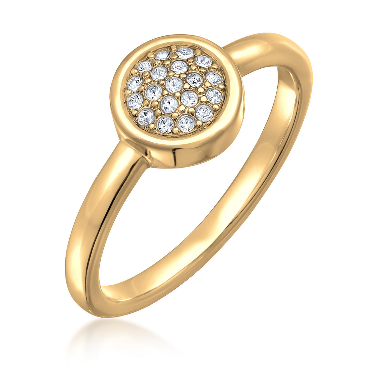 Gold - Elli | Solitär-Ring Basic | Kristalle (Weiß) | Messing