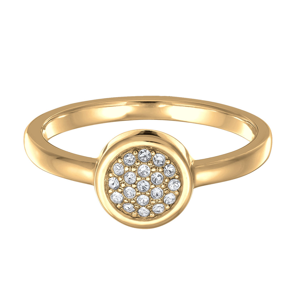 Gold - Elli | Solitär-Ring Basic | Kristalle (Weiß) | Messing