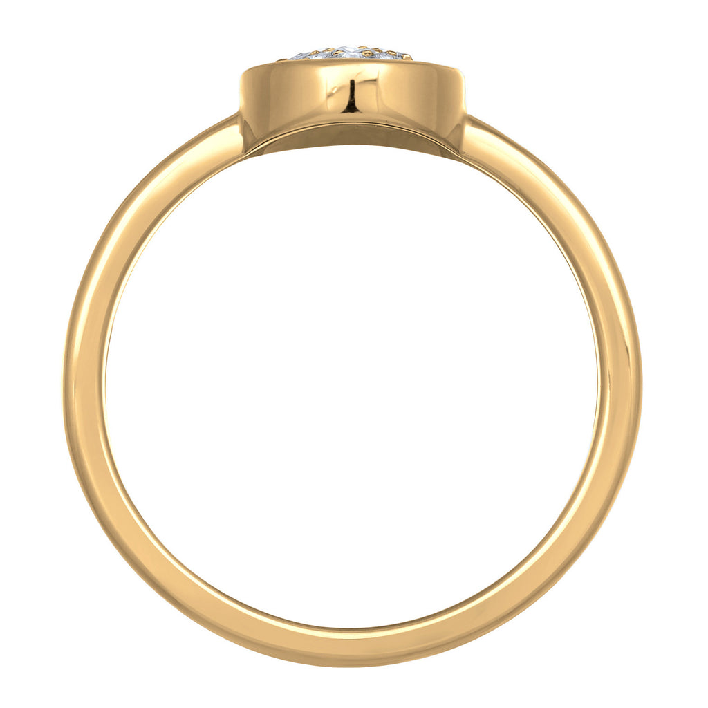 Gold - Elli | Solitär-Ring Basic | Kristalle (Weiß) | Messing