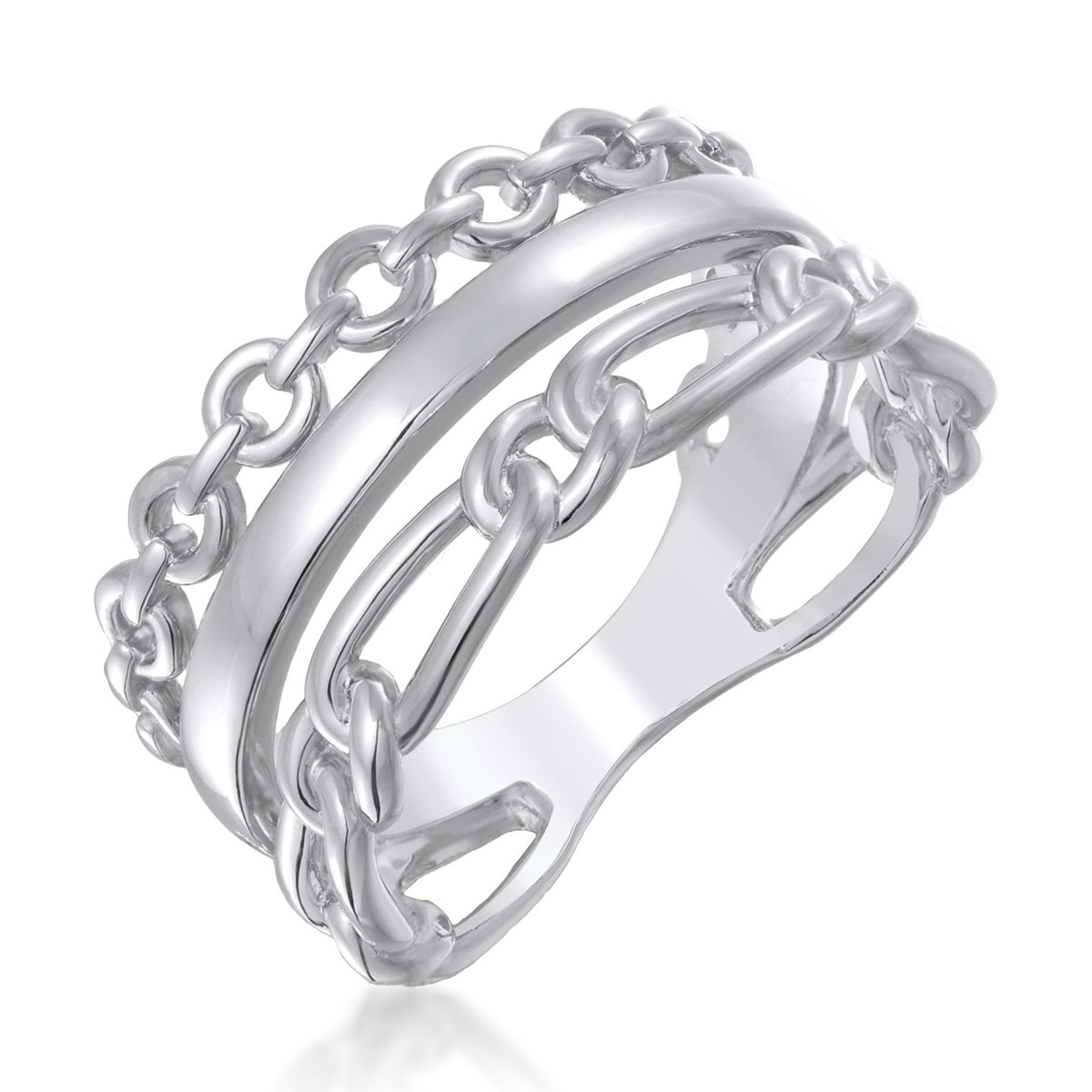 Silber - Elli | Bandring Glieder Geflochten | Messing