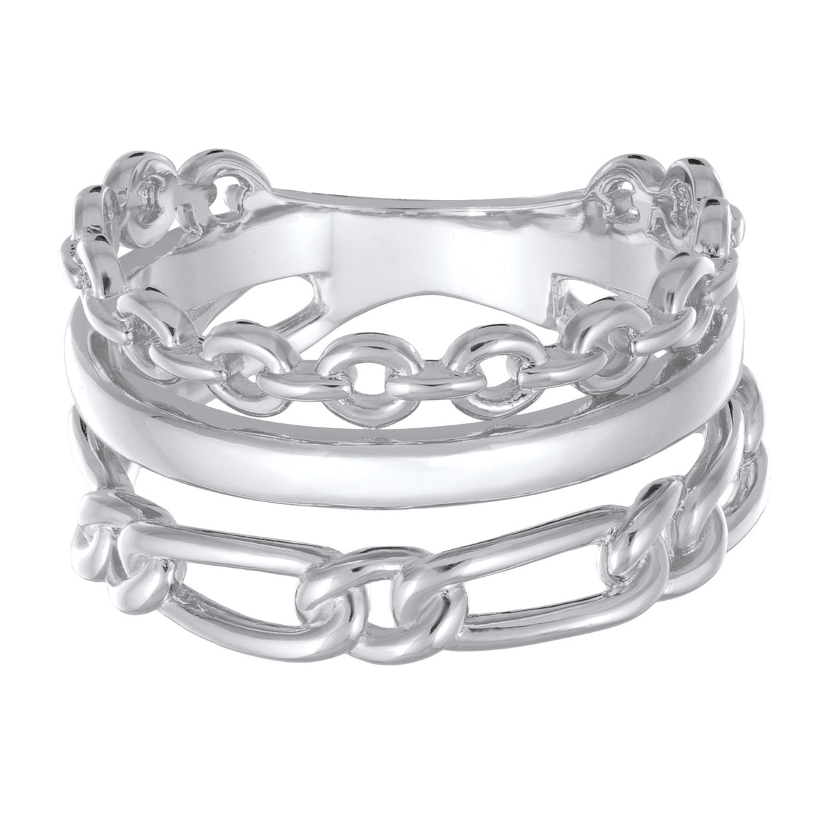 Silber - Elli | Bandring Glieder Geflochten | Messing