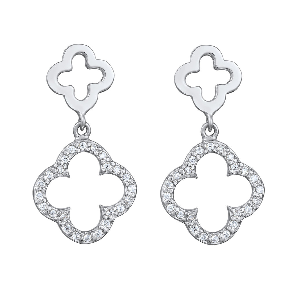 Cloverleaf stud earrings | Zirconia (white)