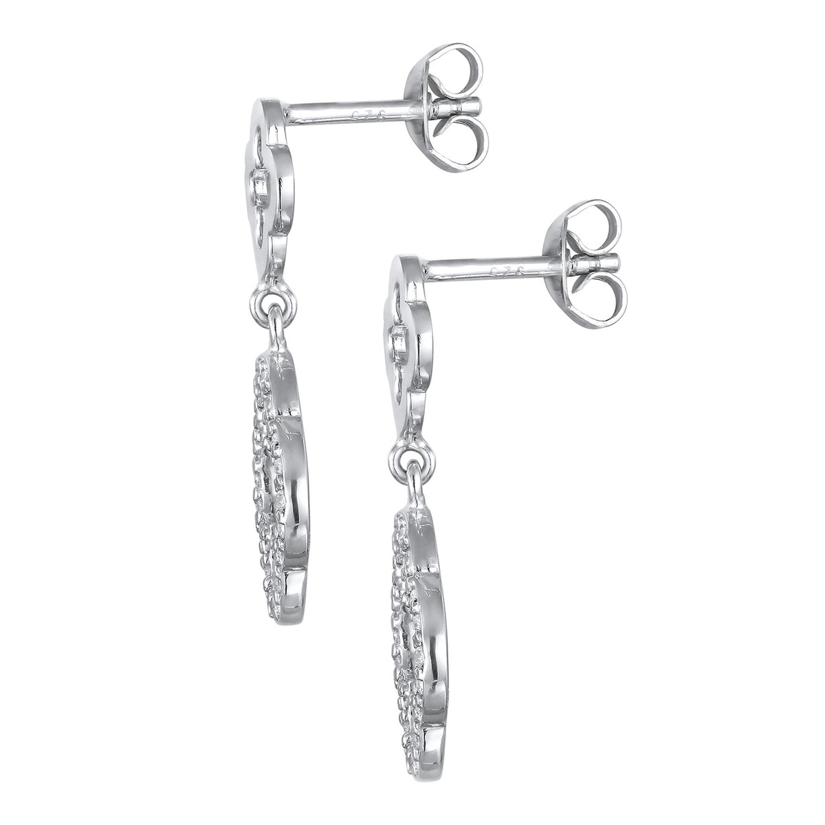 Silber - Elli | Ohrstecker Kleeblatt | Zirkonia (Weiß) | 925 Sterling Silber