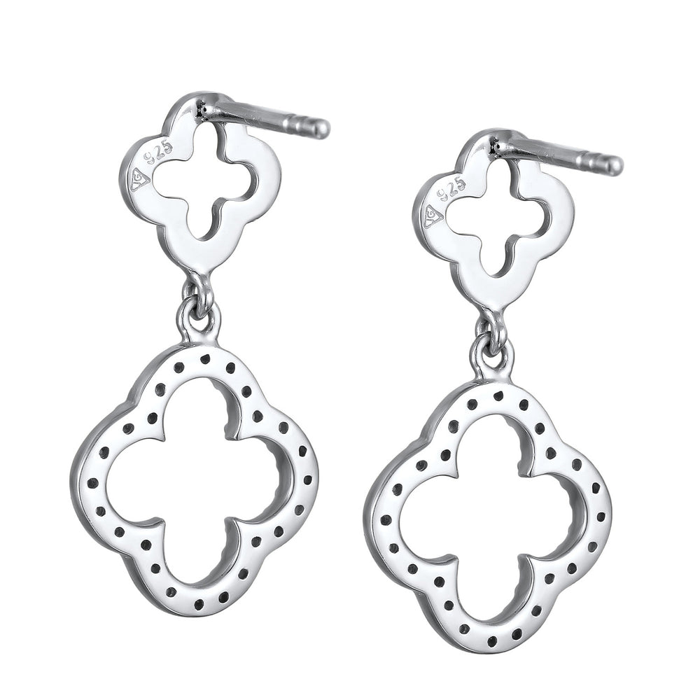 Cloverleaf stud earrings | Zirconia (white)