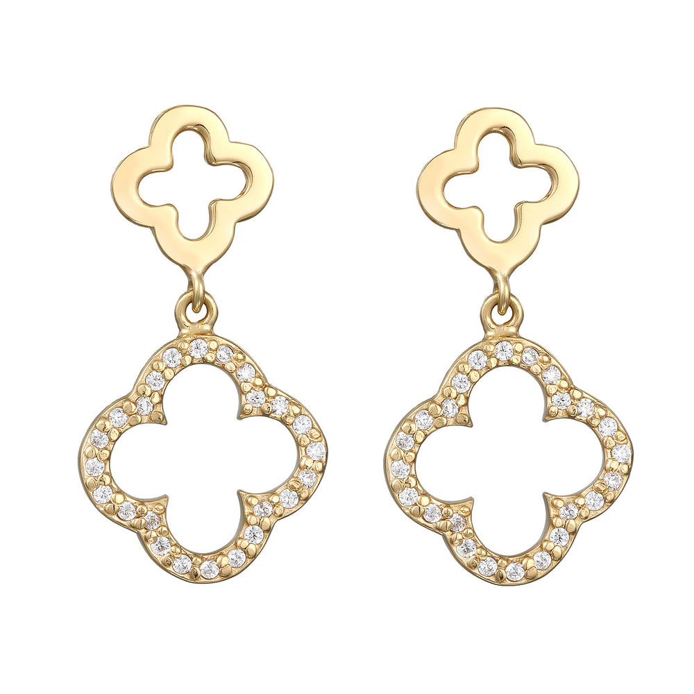 Cloverleaf stud earrings | Zirconia (white)