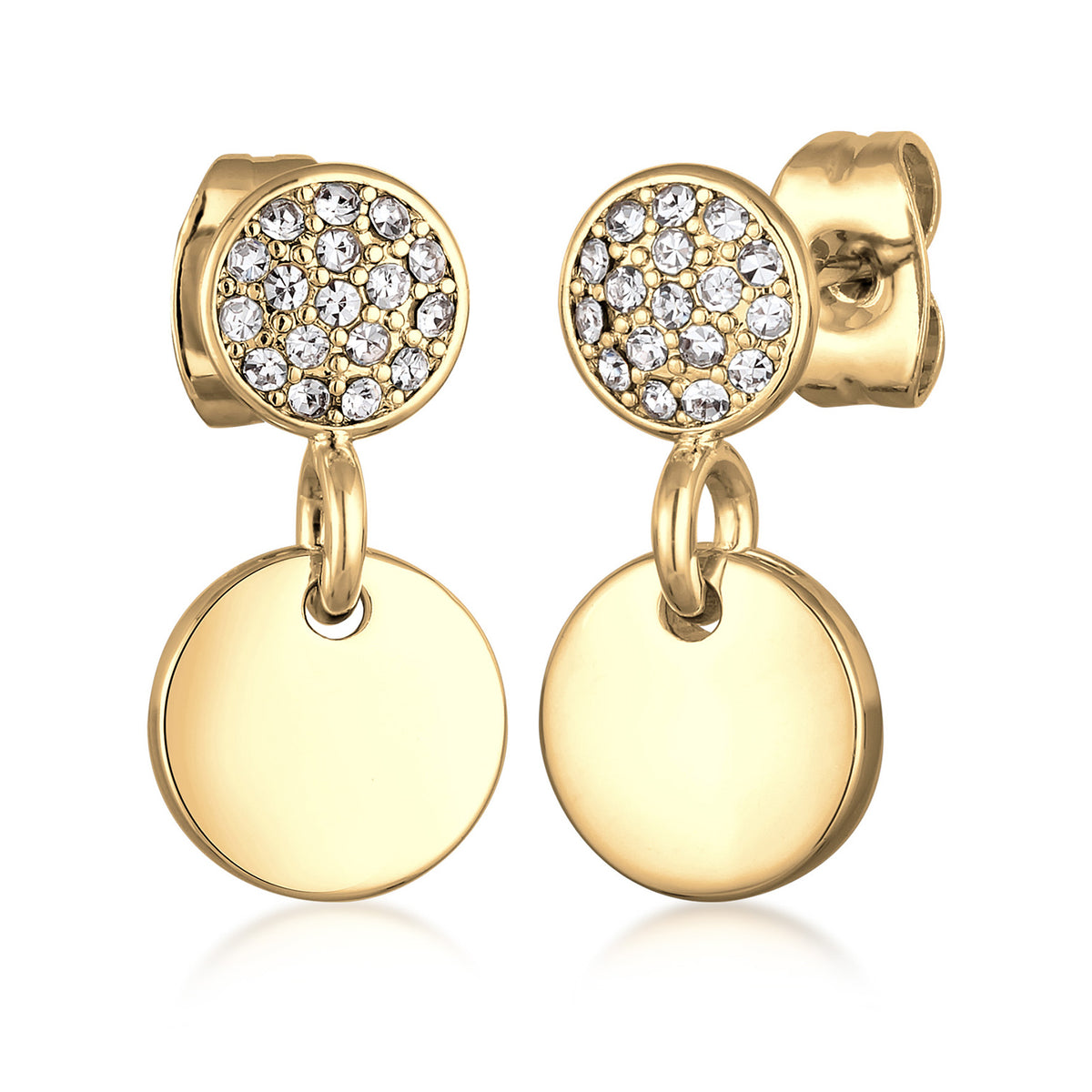Gold - Elli | Ohrhänger Plättchen | Kristalle | Messing