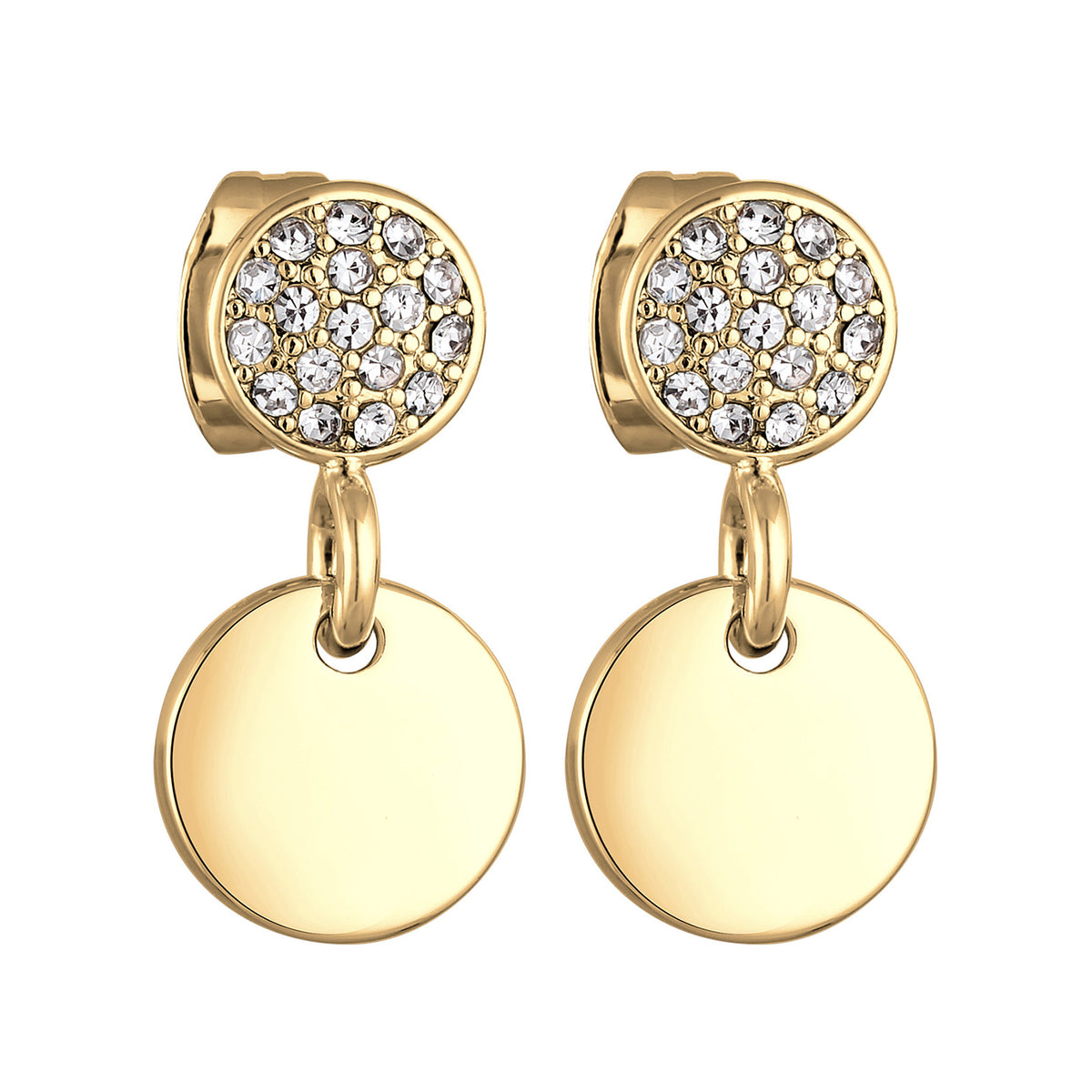 Gold - Elli | Ohrhänger Plättchen | Kristalle | Messing