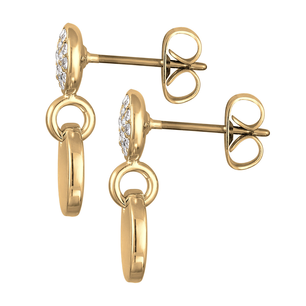 Gold - Elli | Ohrhänger Plättchen | Kristalle | Messing